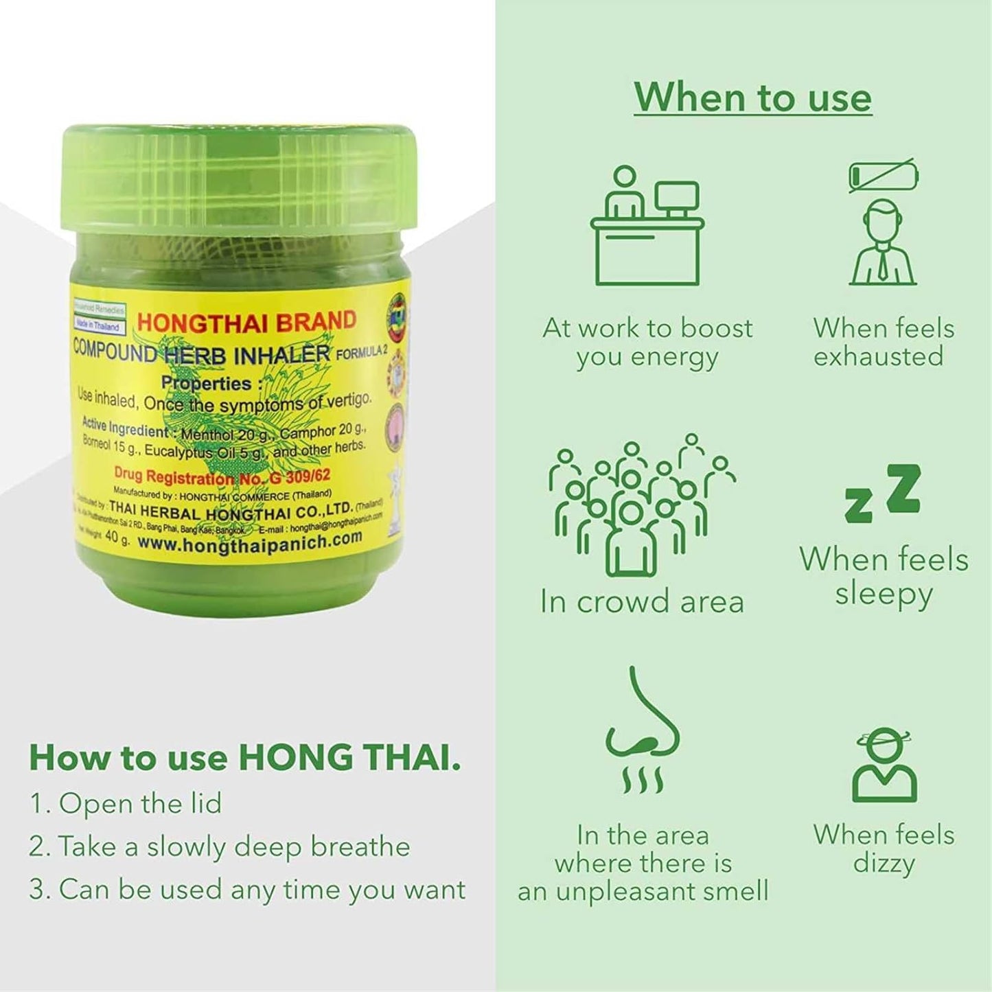 Hong Thai Brand Compound Herb Inhaler – Formula 2