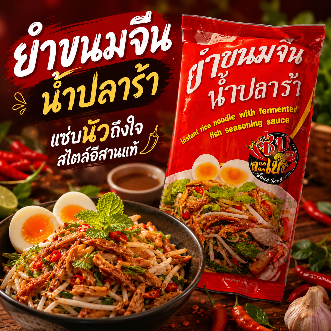 Spicy Rice Noodle Salad with Fermented Fish Sauce