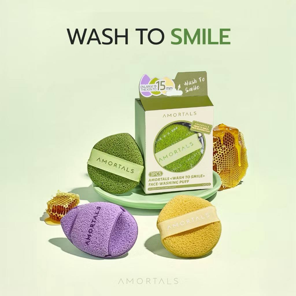 Amortals Puff รุ่น Wash to Smile – พัฟฟองน้ำล้างหน้า